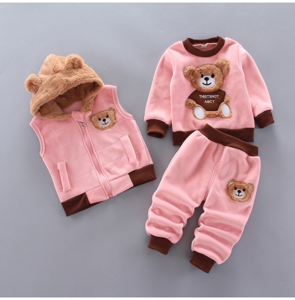 Toddler Winter Baby Girls Boys Clothing Sets Warm Faux Down Jacket Clothes Sets Children Kids Snowsuit Coats Vest Pants Overalls