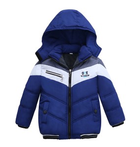 Christmas Patchwork Boys Jacket Outwear Warm Hooded Winter Jackets for Boy Girls Coat Children Parka Clothing Coat Windproof