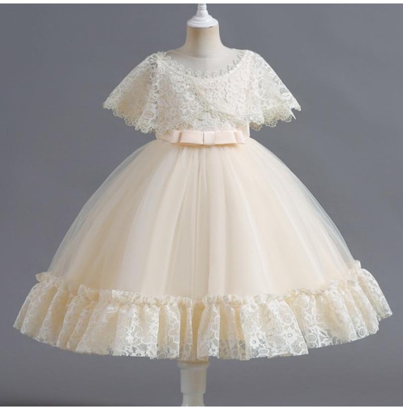 Summer New Children's Dress Mesh Lace Princess Dress Wedding Flower Children Piano Competition Performance Dress