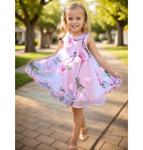 Bohemian Summer Girls Flower Dress Kids Girl Beach Dresses Chiffon Kids Dresses Floral Teenager Girls Clothes 6 8 10 12 14 Year