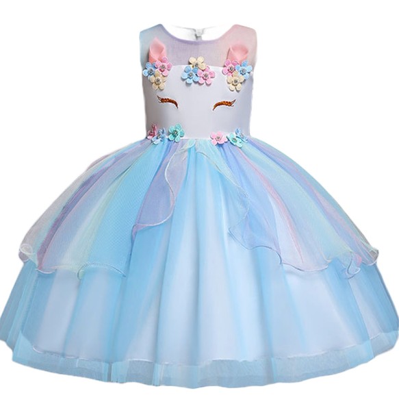 Baby Girls Rainbow Unicorn Flower Wedding Princess Party Tutu Dresses Children Kids Elegant Chirstmas Vestidos Costume Clothing