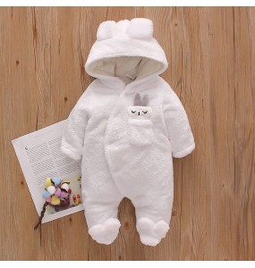 Autumn and Winter New Baby Plush Climbing Clothes Baby Warm and Thick Cartoon Dog Rabbit Cute Cotton Clothes for 0-2 Years