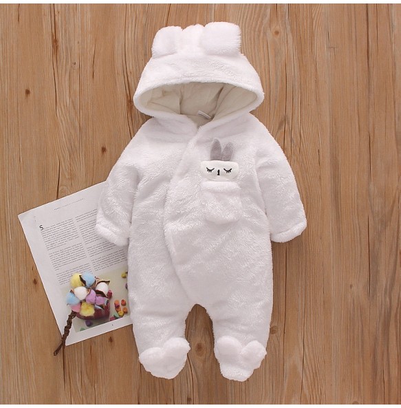 Autumn and Winter New Baby Plush Climbing Clothes Baby Warm and Thick Cartoon Dog Rabbit Cute Cotton Clothes for 0-2 Years