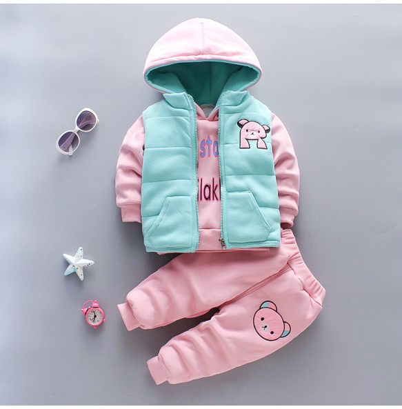 Toddler Winter Baby Girls Boys Clothing Sets Warm Faux Down Jacket Clothes Sets Children Kids Snowsuit Coats Vest Pants Overalls