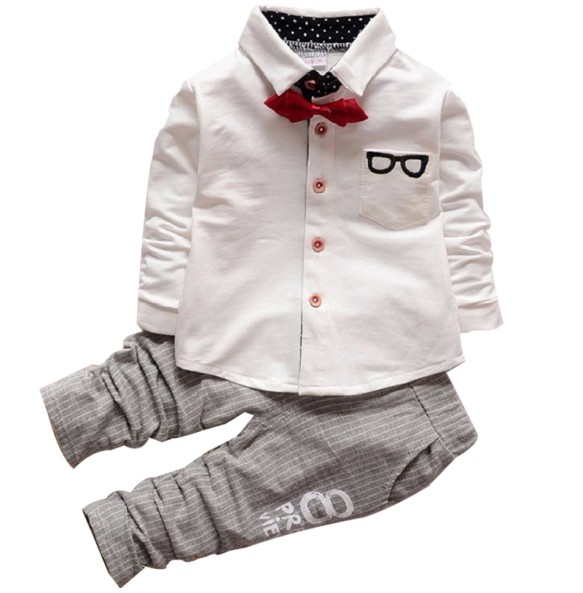 Toddler Boys Gentleman Clothes Set Kids Top T Shirt Blouse Stripe Pants Children Clothing Set Infant Birthday Christmas Costumes