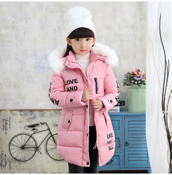 2 6 8 12 Years Fashion Children Jackets For Teenage Girls Winter Warm Parkas Coats For Girl Fur Hooded Thick Outerwear Clothing