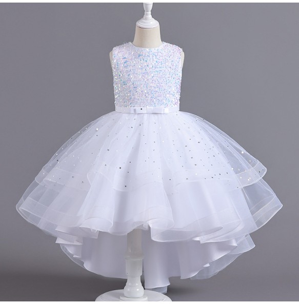 New Flower Princess Sequins Baby Wedding Christmas Party Tail Dress Birthday Party Wedding Flower Girl Sweet and Cute Dress