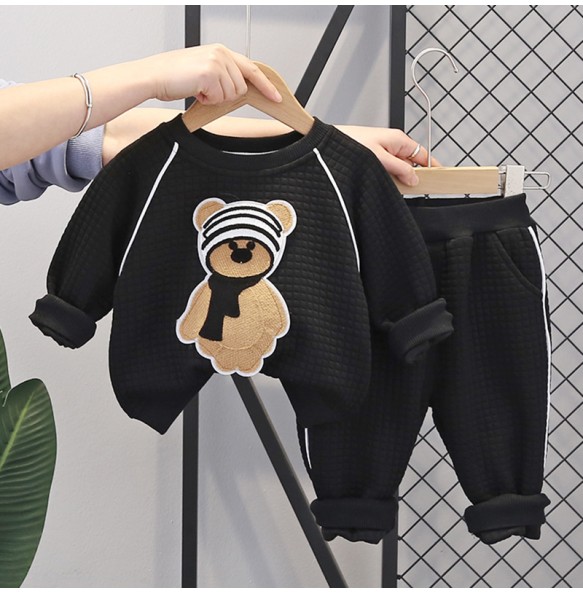 New Arrival Baby Boys Cartoon Bear Hoody T Shirt Pants Clothing Sets Toddler Kids Spring Autumn Causal Sport Clothes Sets