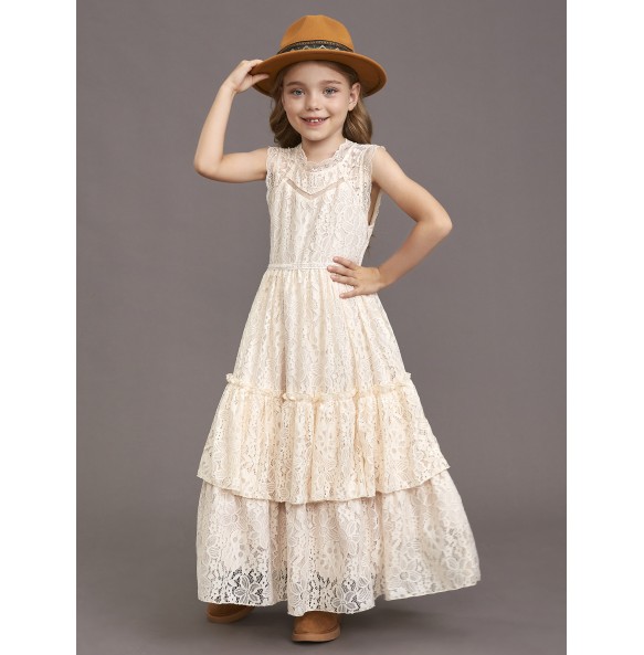 Girls Flower Dress Lace Cotton Dress Baby Kids Wedding Princess Party Dress Teenager Children Christmas Clothes for 4 6 8 10 12y