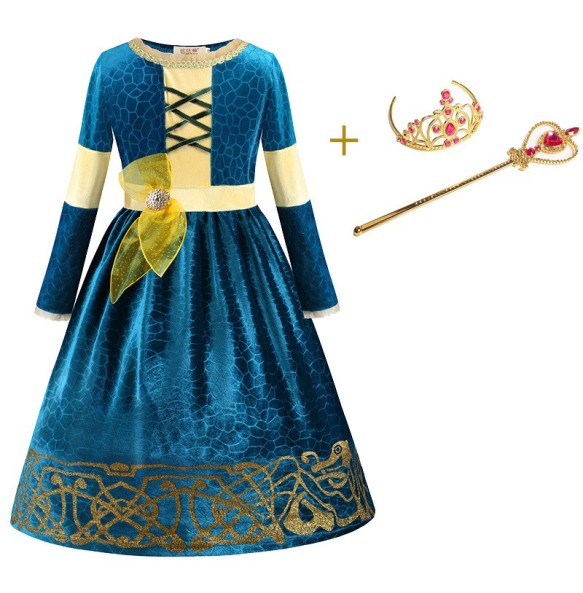 Autumn and Winter New Girl Role Play Long Sleeved Dress Halloween Party School Stage Play Princess Cosplay Dress for 2-10 Years