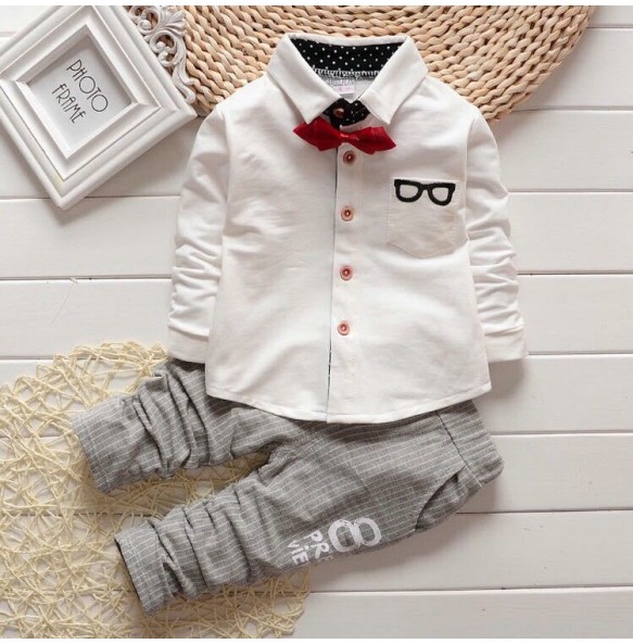 Kids Thinner Clothes Sets Spring Autumn Tracksuit Baby Boys Kid Long Sleeve Gentleman Suits Children T Shirt Pants Clothing Sets