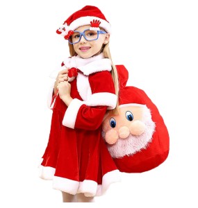 2 4 6 8 10 Years Christmas Costume Boys Girls Santa Claus Red Dress With Cloak Kids Children Clothing Girl's Clothes