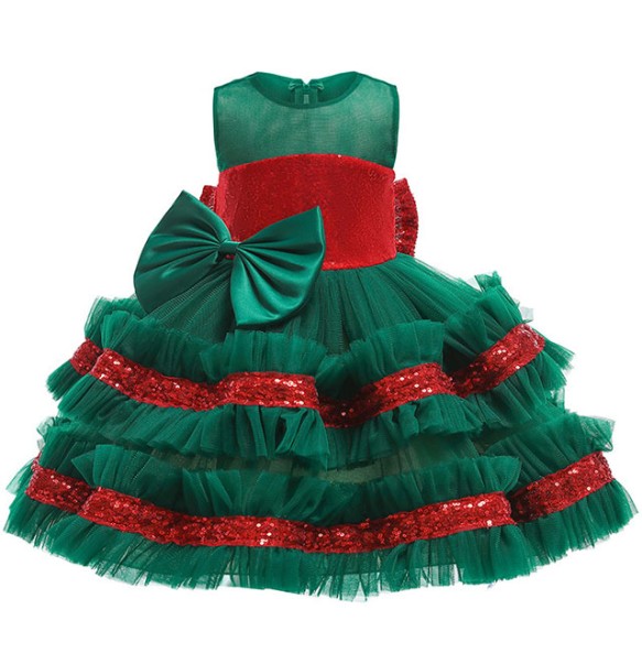 1 2 3 4 5 Years Princess Baby Girls Sequin Wedding Party Tutu Dress Children Kids Christmas Costume Clothing With Big Bow