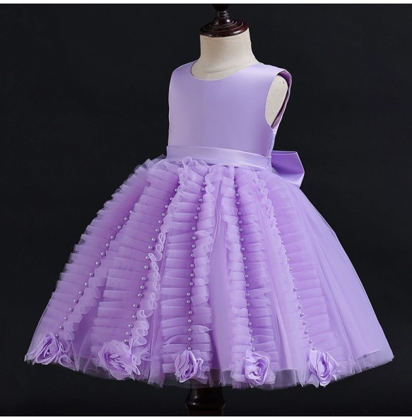 Flower Girls Princess Wedding Party Tutu Dress Baby Kids Ball Gown Dresses With Pearl Children Kids Vestidos for 3-10Years