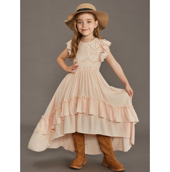 New Flower Girl Dress Baby Kids Bohemia  Princess Party Lace Wedding Birthday Dresses Children Clothing for 4 6 8 10 12 years