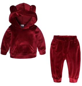 Baby Boys Girls Velvet Hooded Clothing Set Kids Jacket Coat Pants Suit for Sports Suits Tracksuits Toddler Children Clothes Set