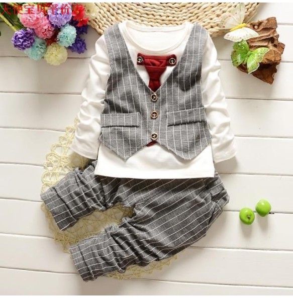 Kids Thinner Clothes Sets Spring Autumn Tracksuit Baby Boys Kid Long Sleeve Gentleman Suits Children T Shirt Pants Clothing Sets