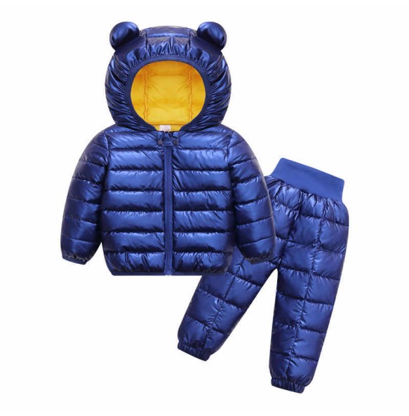 Toddler Winter Baby Girls Boys Clothing Sets Warm Faux Down Jacket Clothes Sets Children Kids Snowsuit Coats Vest Pants Overalls