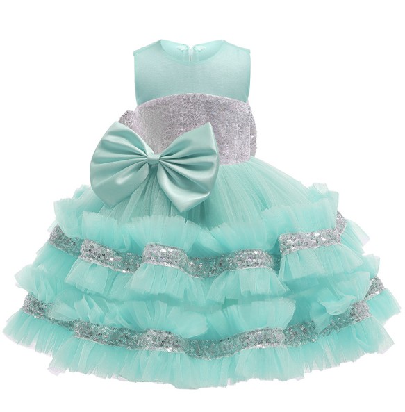 1 2 3 4 5 Years Princess Baby Girls Sequin Wedding Party Tutu Dress Children Kids Christmas Costume Clothing With Big Bow