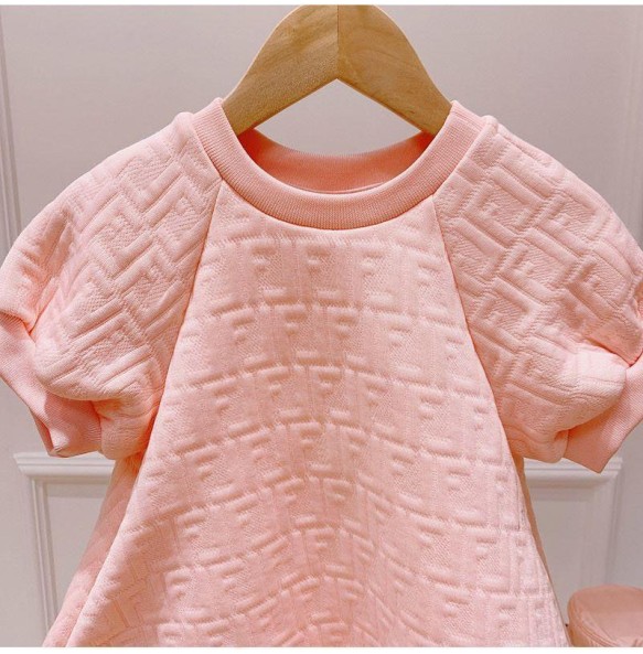 Baby Girls Dresses Spring Autumn Summer Pink Mesh Prinscess Short Sleeve Dress Children Clothing Girls Casual Dresses For 1-12y