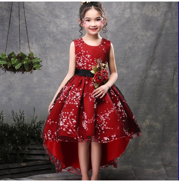 Baby Girls Flower Princess Ball Gown Party Tutu Trailing Dress For Brithday Wedding Kids Christmas Dresses Children Clothing