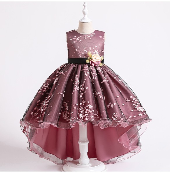 Baby Girls Flower Princess Ball Gown Party Tutu Trailing Dress For Brithday Wedding Kids Christmas Dresses Children Clothing