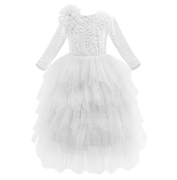 New 2024 Princess Baby Girl Lace Flower Party Dress Children Kids Vestidos Costumes Clothing for 2-10 years