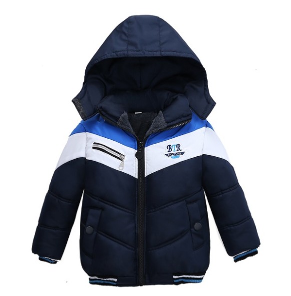 Christmas Patchwork Boys Jacket Outwear Warm Hooded Winter Jackets for Boy Girls Coat Children Parka Clothing Coat Windproof