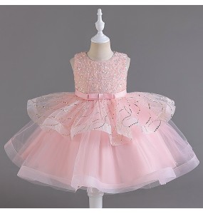 Flower Baby Girls Princess Sequins Wedding Christmas Party Tutu Dress Children Kids Elegant Vestidos Clothes for 2 4 6 8 10Years