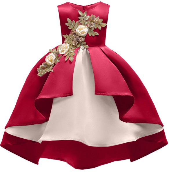 New 2024 Baby Girls Flower Party Ball Gown Dress With Lace Children Kids Christmas Birthday Princess Dresses For 2-10 Years Wear