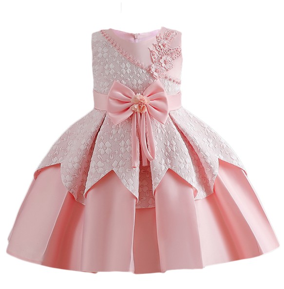 New 2023 Baby Girls High Quality Lce Flower Dress With Pearl Infant Kids First Princess Brithday Party Dress Toddler Clothing