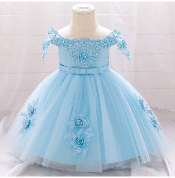 Baby Girl Frist Birthday Baptism Dresses Kids Lace Flower Dress for Little Girls Party Wedding Toddler Infant Christmas Clothing