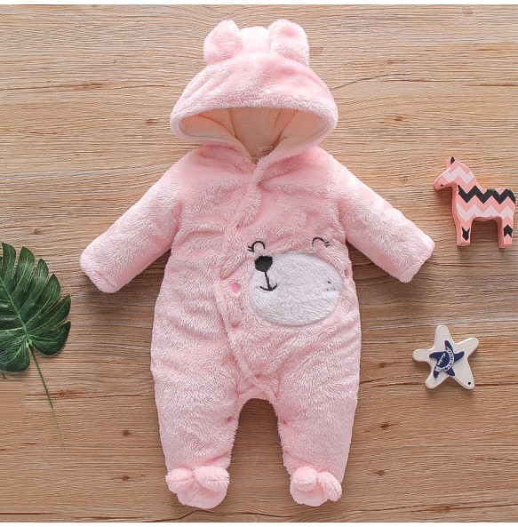 Autumn and Winter New Baby Plush Climbing Clothes Baby Warm and Thick Cartoon Dog Rabbit Cute Cotton Clothes for 0-2 Years