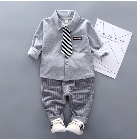 Kids Thinner Clothes Sets Spring Autumn Tracksuit Baby Boys Kid Long Sleeve Gentleman Suits Children T Shirt Pants Clothing Sets