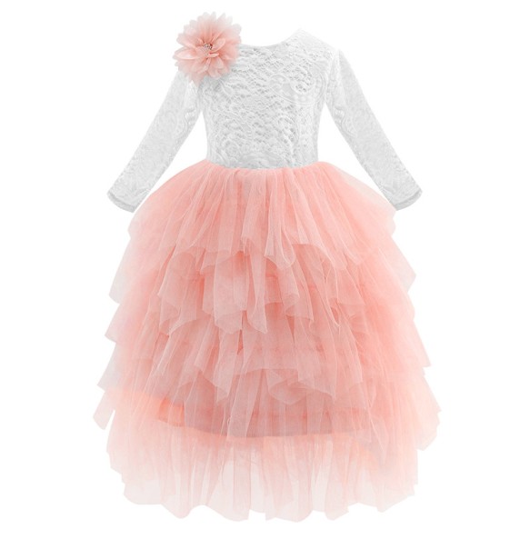 New 2024 Princess Baby Girl Lace Flower Party Dress Children Kids Vestidos Costumes Clothing for 2-10 years