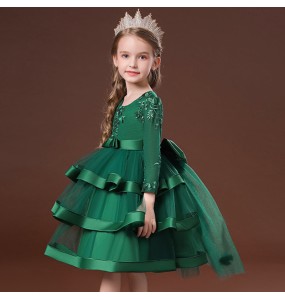 Kids Christmas Eve Girls Wedding Flower Dresses Princess Autumn Costume Elegant Party Pageant Formal Gown For Teen 3-12 Years