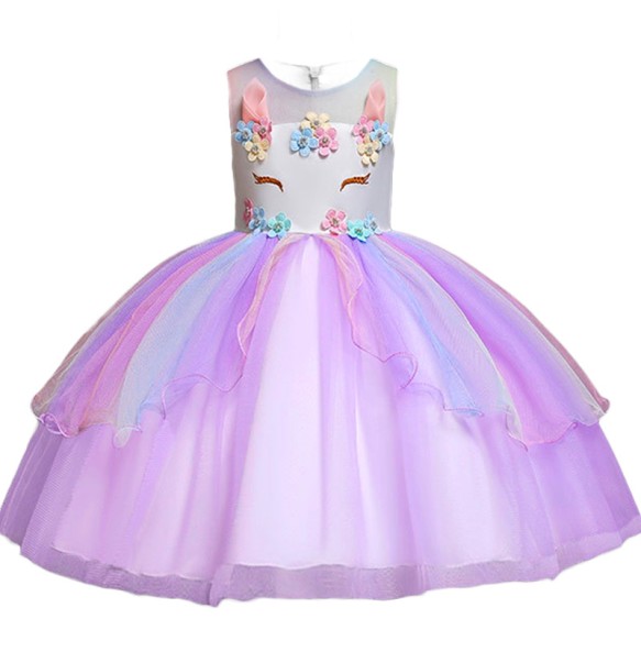 Baby Girls Rainbow Unicorn Flower Wedding Princess Party Tutu Dresses Children Kids Elegant Chirstmas Vestidos Costume Clothing