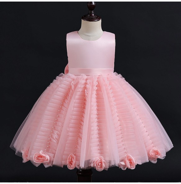 Flower Girls Princess Wedding Party Tutu Dress Baby Kids Ball Gown Dresses With Pearl Children Kids Vestidos for 3-10Years