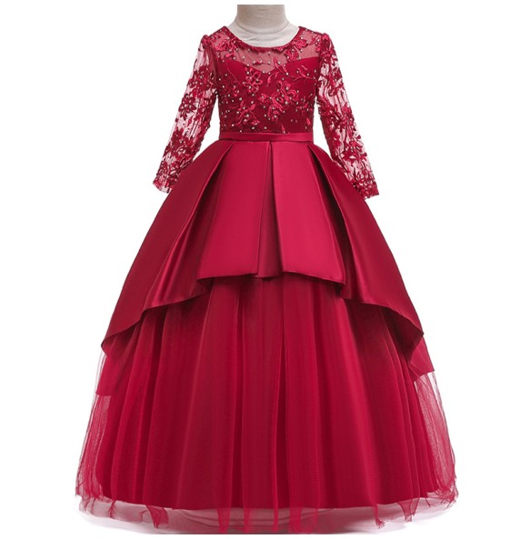 Baby Girl Princess Flower Wedding Party Dress Ball Gown Kids Dresses For 4-15 Year Toddler Children Christmas Clothing Winter