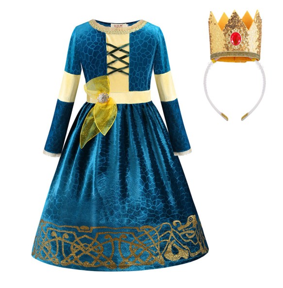 Autumn and Winter New Girl Role Play Long Sleeved Dress Halloween Party School Stage Play Princess Cosplay Dress for 2-10 Years