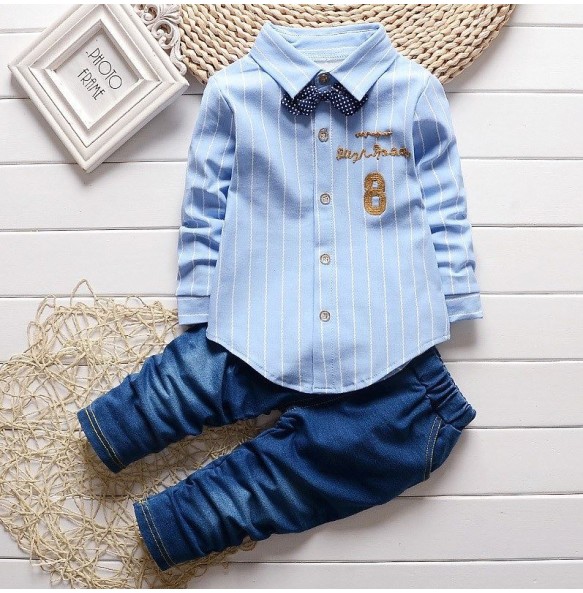 Kids Thinner Clothes Sets Spring Autumn Tracksuit Baby Boys Kid Long Sleeve Gentleman Suits Children T Shirt Pants Clothing Sets