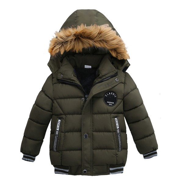 Boys and Girls Winter New Velvet Thickened Solid Hooded Long sleeved Sports Fashion Versatile Cotton Coat For 1-5 Years