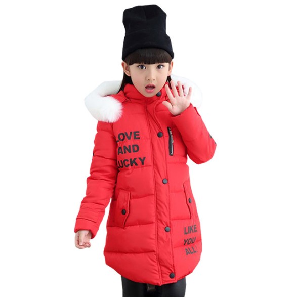 2 6 8 12 Years Fashion Children Jackets For Teenage Girls Winter Warm Parkas Coats For Girl Fur Hooded Thick Outerwear Clothing