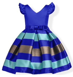 New Girls' Striped Small Flying Sleeve Bow Knot Colored Dress Birthday Party Wedding Flower Boy Sweet and Cute Dress