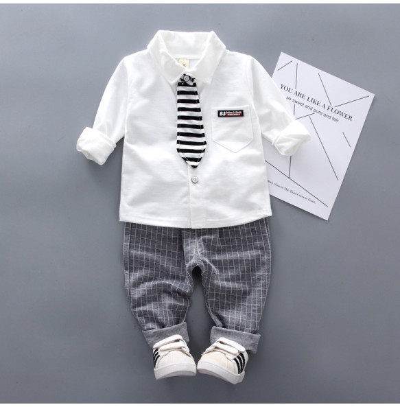 Kids Thinner Clothes Sets Spring Autumn Tracksuit Baby Boys Kid Long Sleeve Gentleman Suits Children T Shirt Pants Clothing Sets