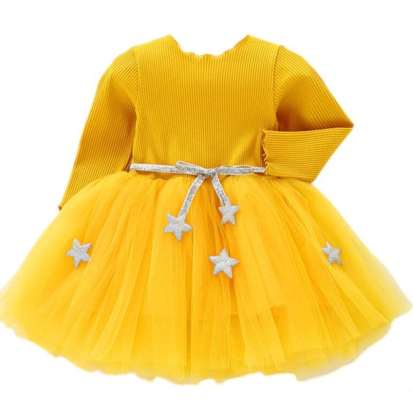 Baby Girls Spring Autumn Sweater Star Dress Infant Girl's Christmas Children Clothing Toddler Kids Dresses Clothes for 1- 6Years