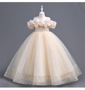 Baby Girls Flower Princess Ball Gown Party Lace Long Dress For Brithday Wedding Teenager Kids Christmas Dresses Children Clothes