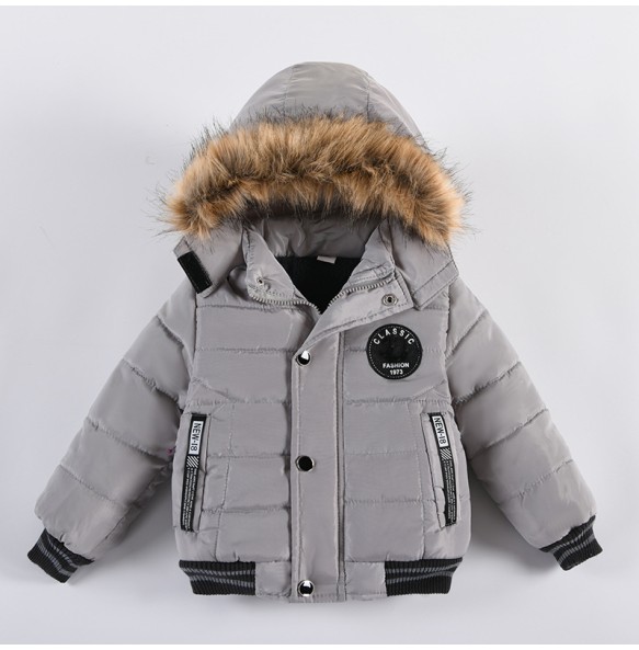 Boys and Girls Winter New Velvet Thickened Solid Hooded Long sleeved Sports Fashion Versatile Cotton Coat For 1-5 Years