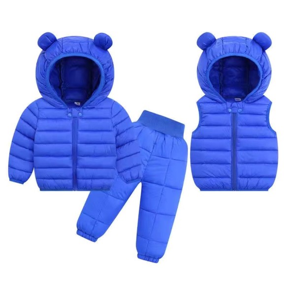 Toddler Winter Baby Girls Boys Clothing Sets Warm Faux Down Jacket Clothes Sets Children Kids Snowsuit Coats Vest Pants Overalls