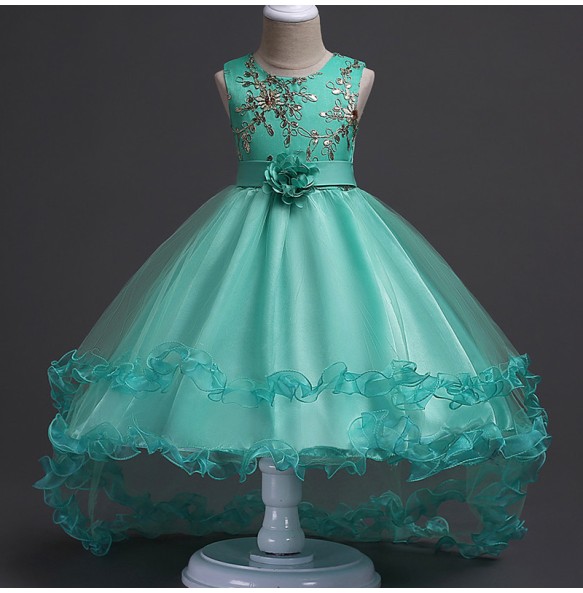 Embroidery Baby Girls Princess Flower Wedding Christmas Party Tutu Dress Children Kids Elegant Vestidos for 3-15Years Teenager